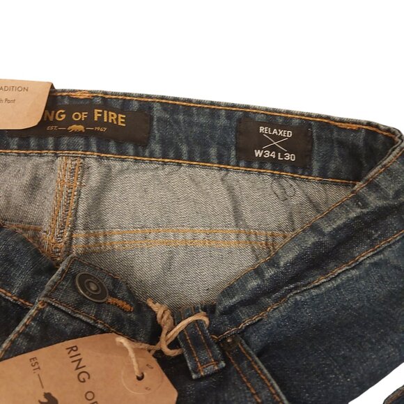 Ring of Fire Men’s Blue Jeans - W34 x L30, Droopy Drop Crotch, NWT - Picture 9 of 9